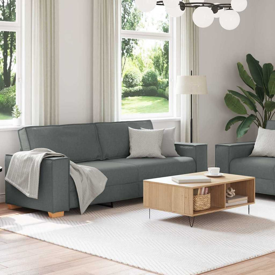 2-Delige Loungeset Met Kussens Stof Donkergrijs