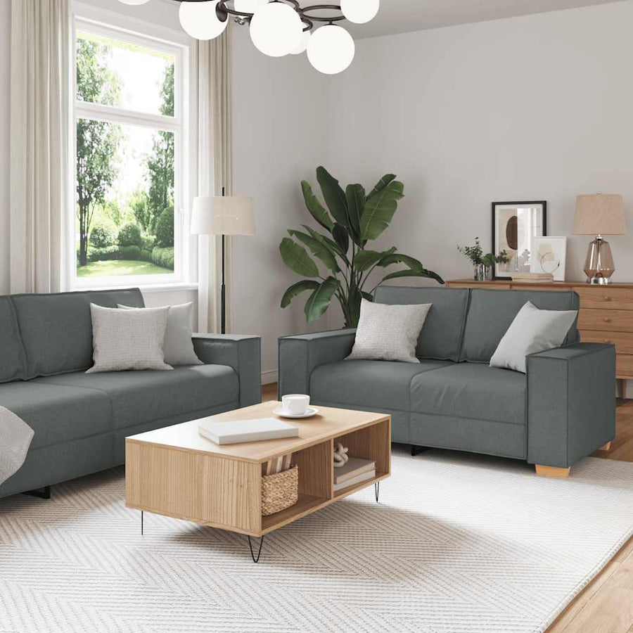2-Delige Loungeset Met Kussens Stof Donkergrijs