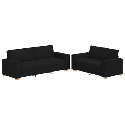 2-Delige Loungeset Met Kussens Stof Zwart