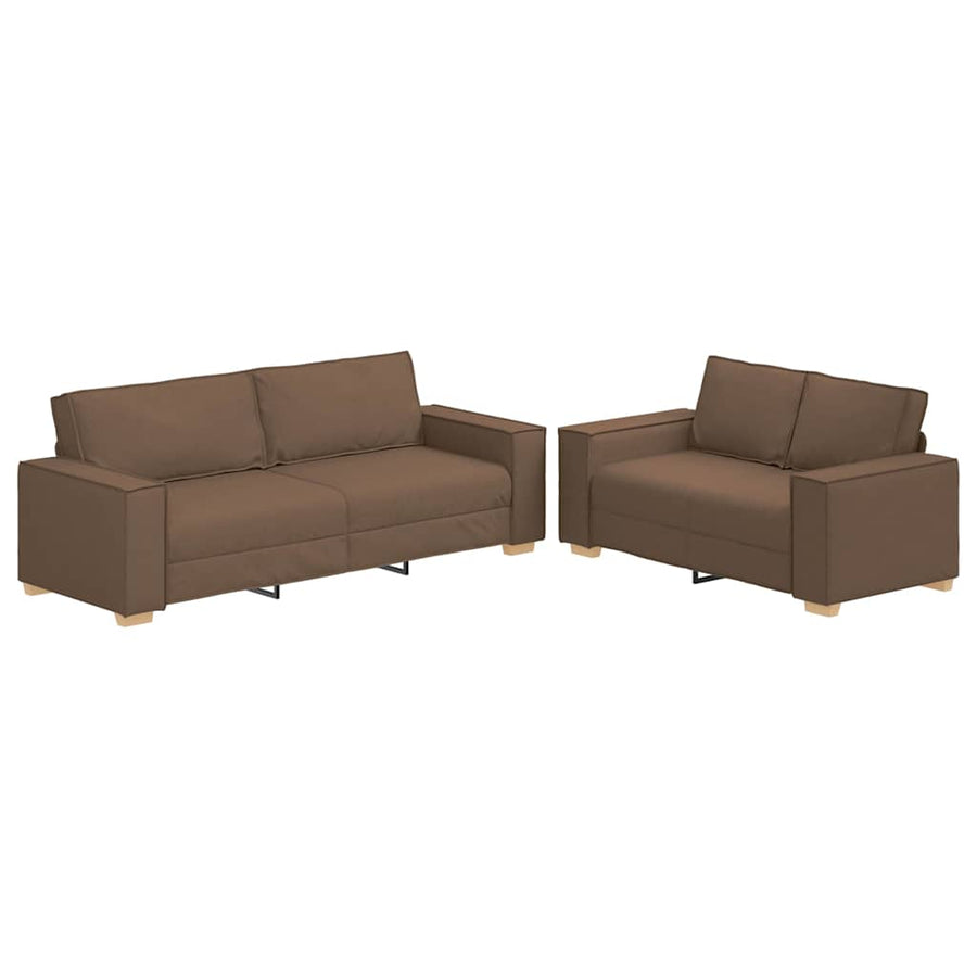 2-Delige Loungeset Met Kussens Stof Bruin