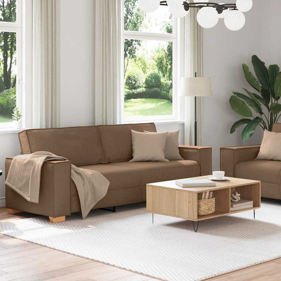 2-Delige Loungeset Met Kussens Stof Bruin