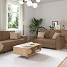 2-Piece Lounge Set with Cushions Fabric Brown