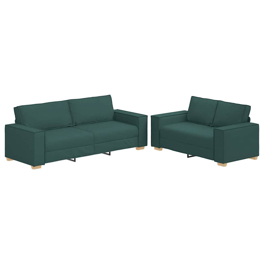 2-Delige Loungeset Met Kussens Stof Donkergroen