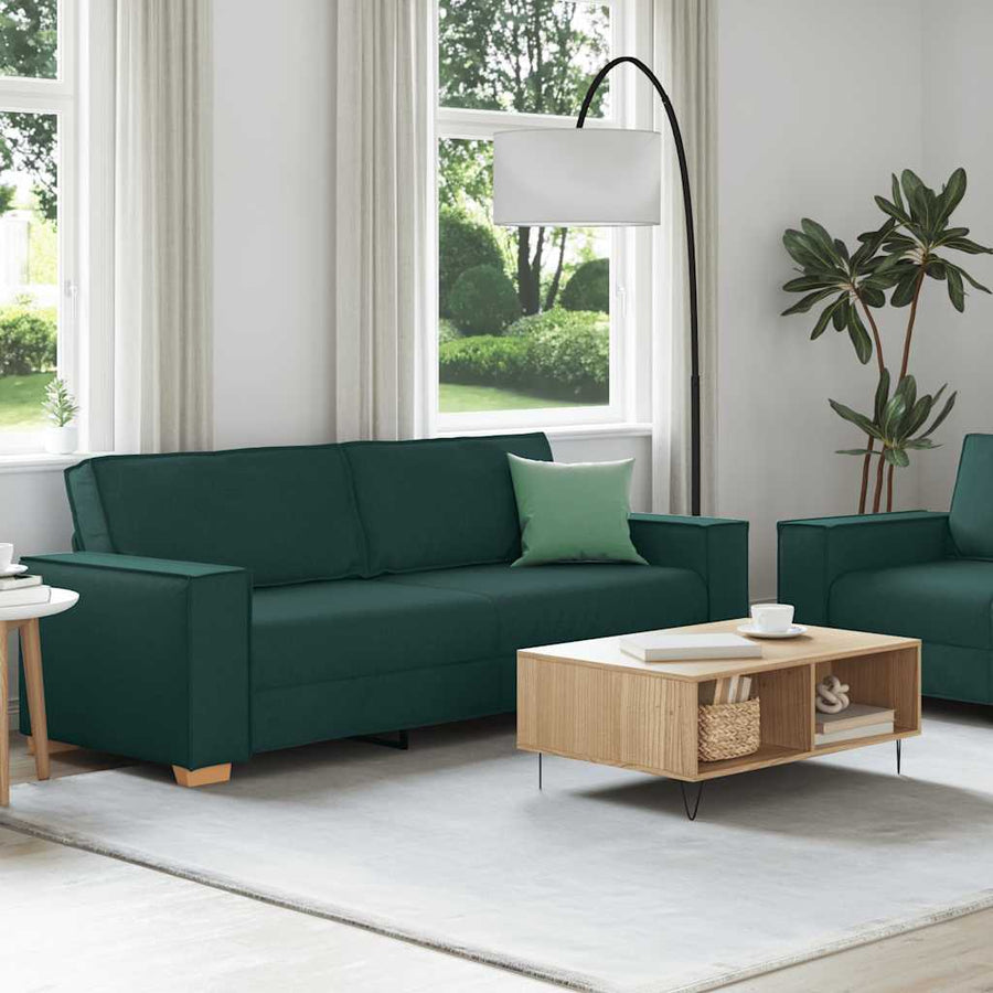 2-Delige Loungeset Met Kussens Stof Donkergroen
