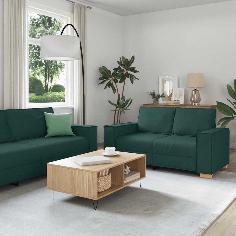 2-Delige Loungeset Met Kussens Stof Donkergroen
