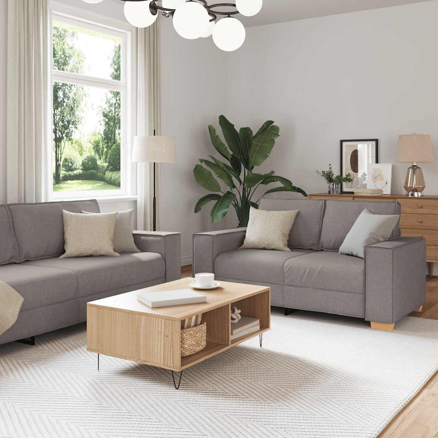 2-Delige Loungeset Met Kussens Stof Taupe