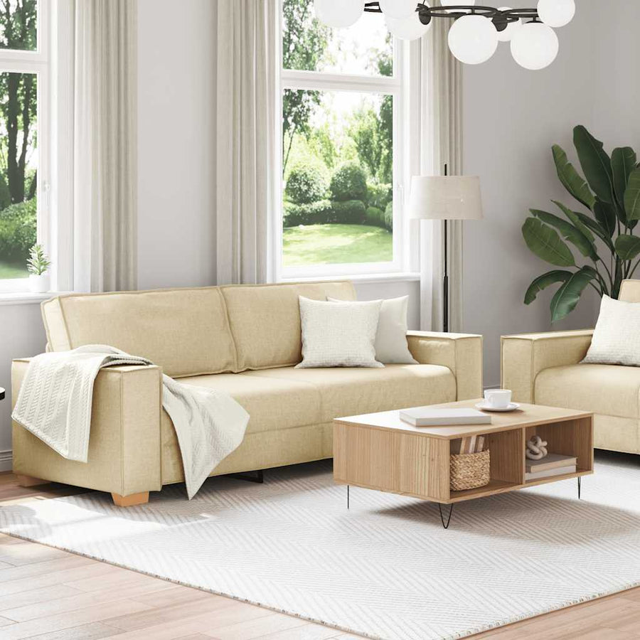 2-Delige Loungeset Met Kussens Stof Kleurig Crème