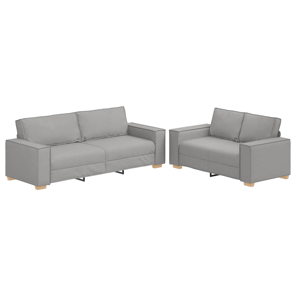 2-delige Loungeset met kussens stof wolk grijs
