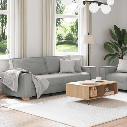 2-delige Loungeset met kussens stof wolk grijs