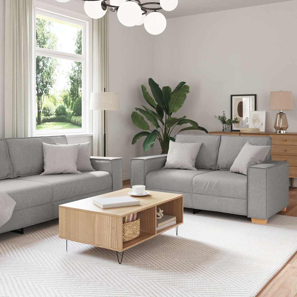 2-delige Loungeset met kussens stof wolk grijs