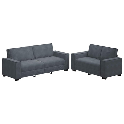 2-Delige Loungeset Met Kussens Fluweel Donkergrijs