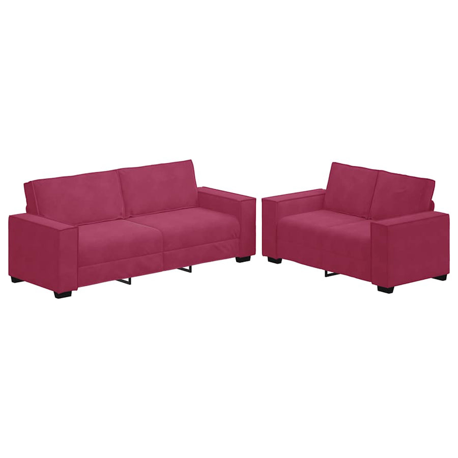 2-Delige Loungeset Met Kussens Fluweel Wijnrood
