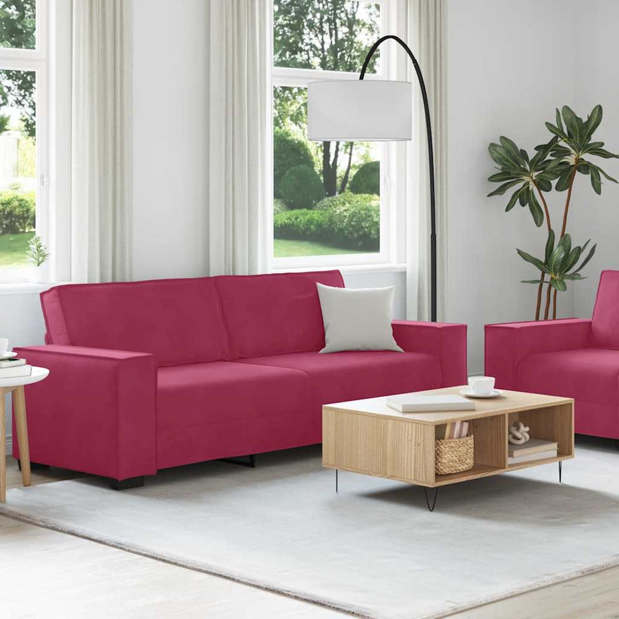 2-Delige Loungeset Met Kussens Fluweel Wijnrood