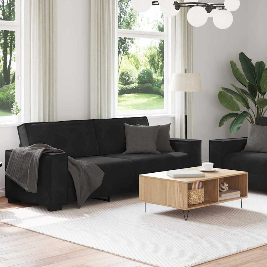 2-Delige Loungeset Met Kussens Fluweel Zwart