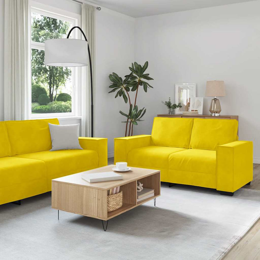 2-Delige Loungeset Met Kussens Fluweel Geel