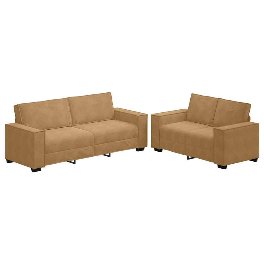 2-Delige Loungeset Met Kussens Fluweel Bruin