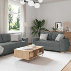 2-piece sofa set with cushions, dark grey fabric