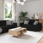 2-piece sofa set with cushions, black fabric