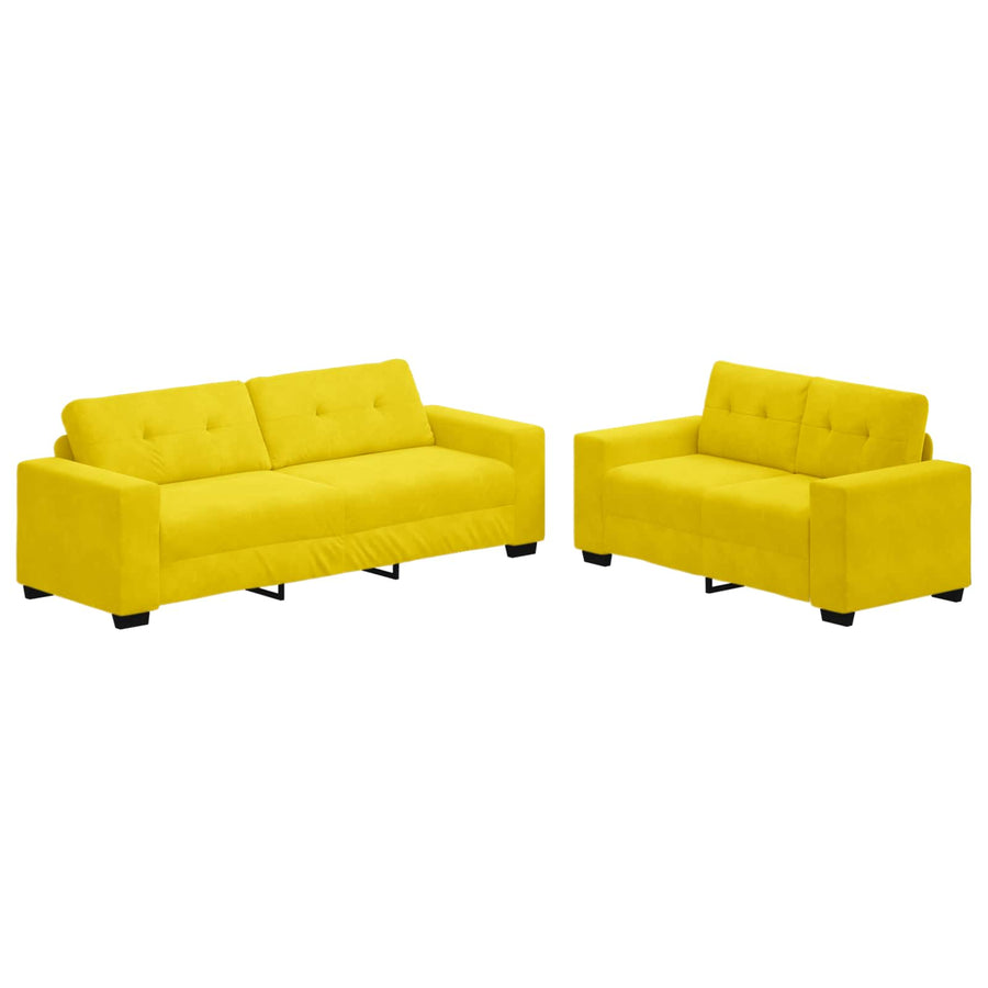 Bank 2 pcs Geel 221 x 80 x 80 cm Stof