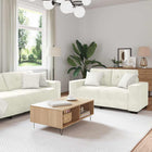 Bankstel 221x78x80 cm fluweel crème