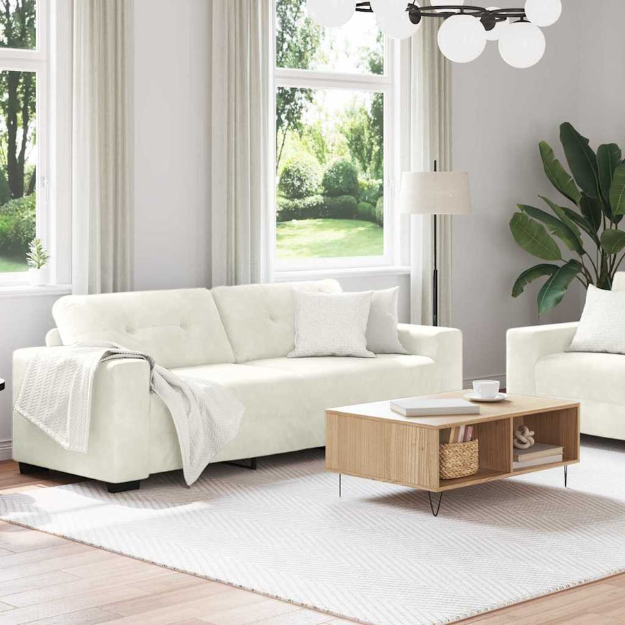 | Bankstel | 2 Pcs 221 X 78 X 80 Cm Fluweel Crème