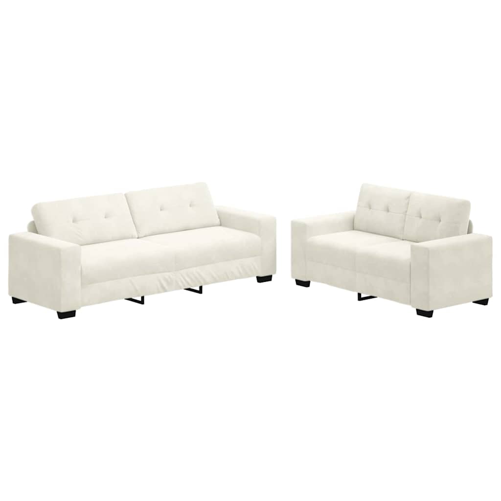| Bankstel | 2 Pcs 221 X 78 X 80 Cm Fluweel Crème