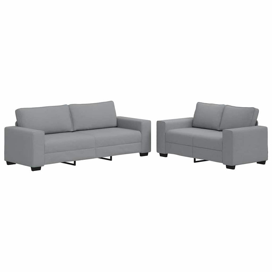 2-Delige Loungeset Met Kussens Stof Lichtgrijs
