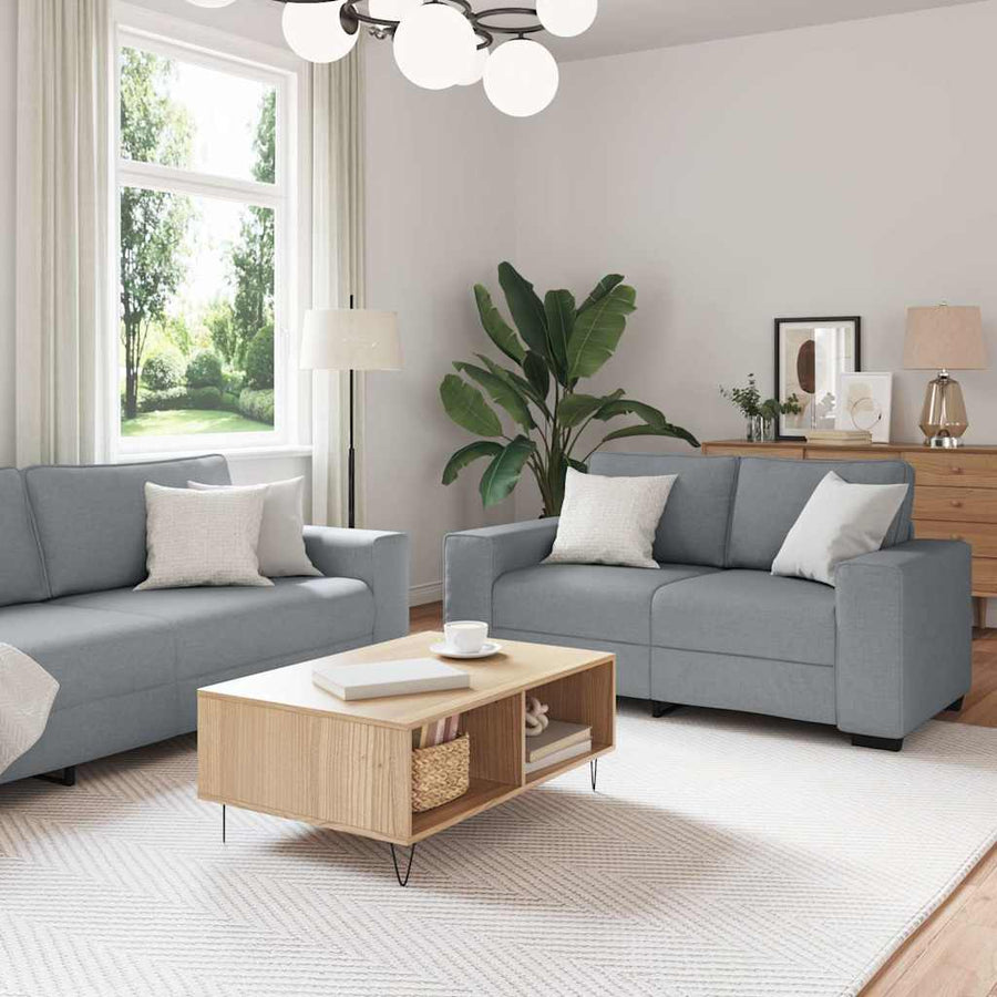2-Delige Loungeset Met Kussens Stof Lichtgrijs