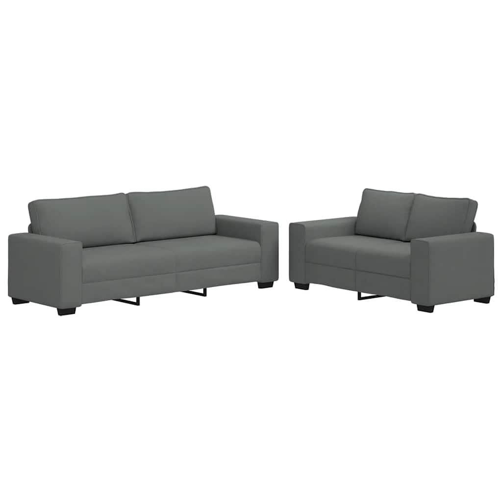 2-Delige Loungeset Met Kussens Stof Donkergrijs