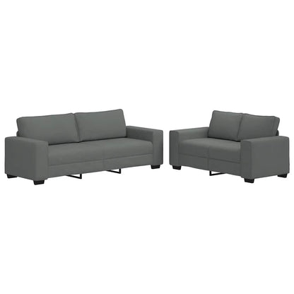 2-Delige Loungeset Met Kussens Stof Donkergrijs