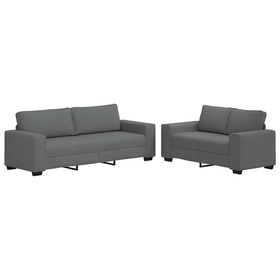 2-Delige Loungeset Met Kussens Stof Donkergrijs