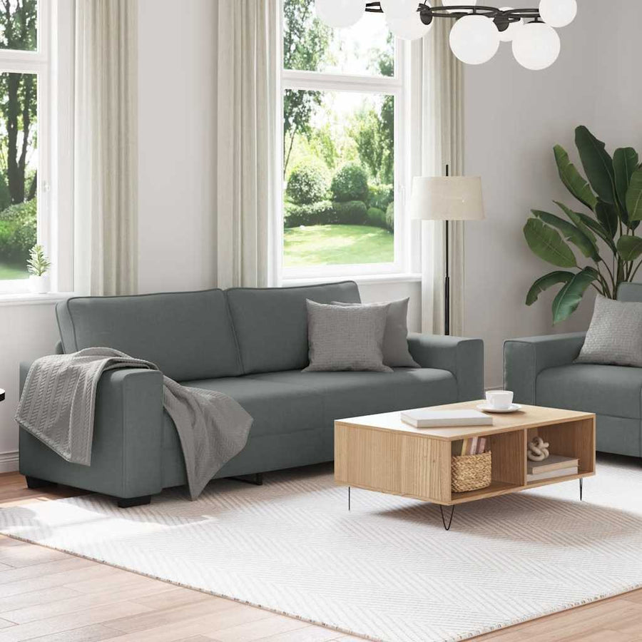 2-Delige Loungeset Met Kussens Stof Donkergrijs