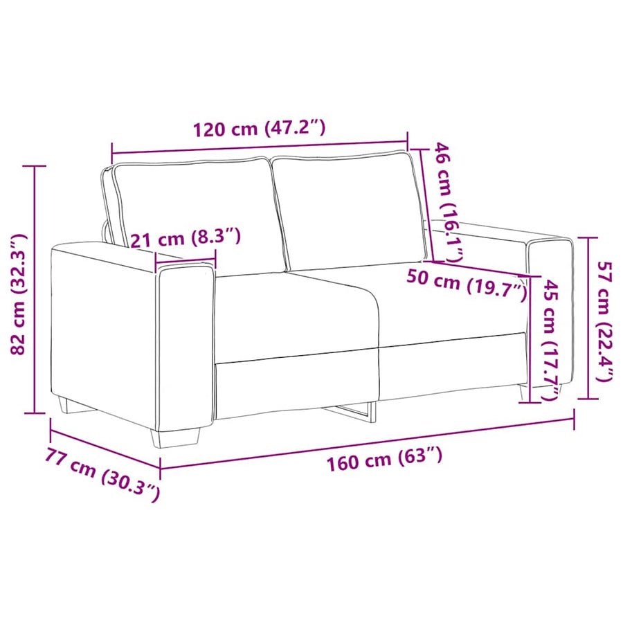 2-Delige Loungeset Met Kussens Stof Donkergrijs