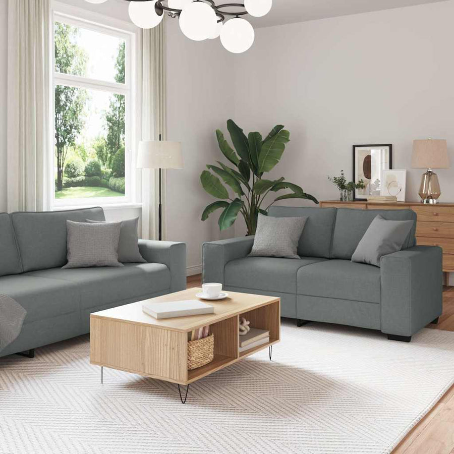 2-Delige Loungeset Met Kussens Stof Donkergrijs