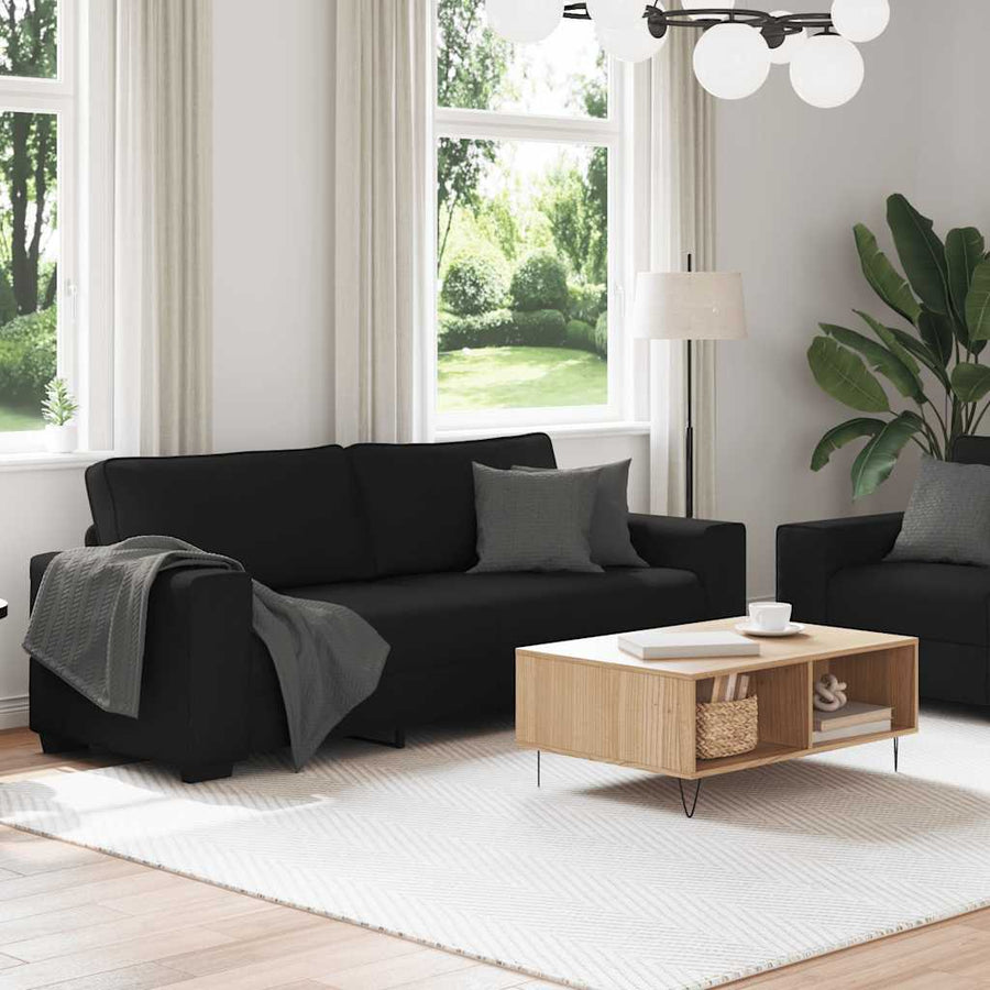 2-Delige Loungeset Met Kussens Stof Zwart