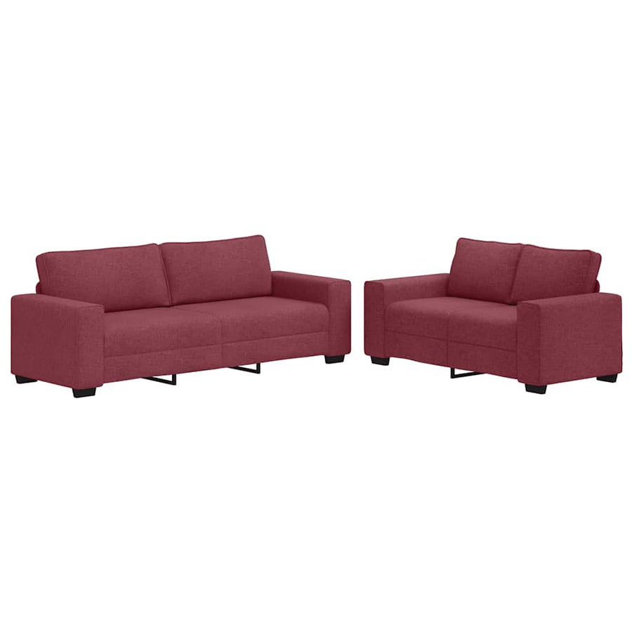 2-Delige Loungeset Met Kussens Stof Wijnrood