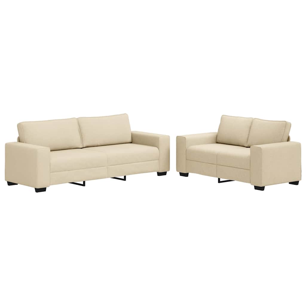 2-Delige Loungeset Met Kussens Stof Kleurig Crème