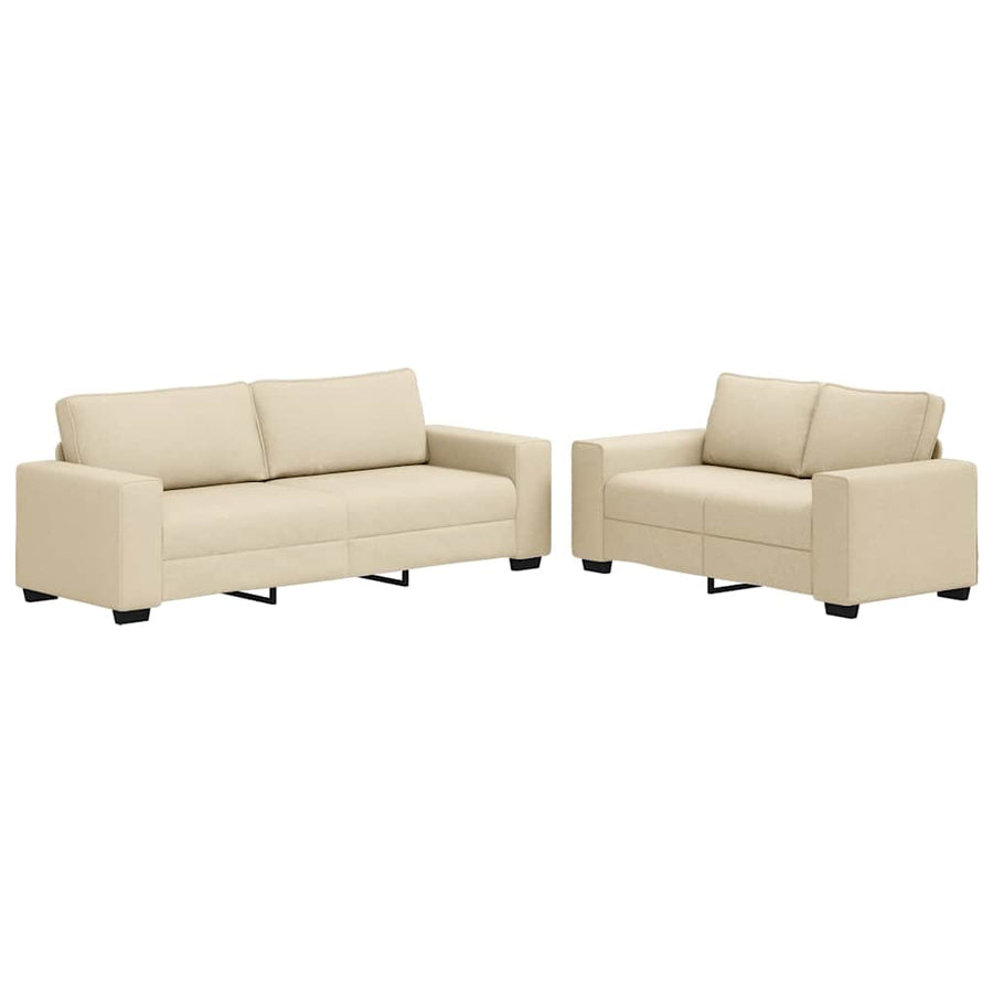 2-Delige Loungeset Met Kussens Stof Kleurig Crème