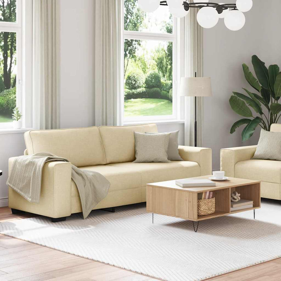 2-Delige Loungeset Met Kussens Stof Kleurig Crème