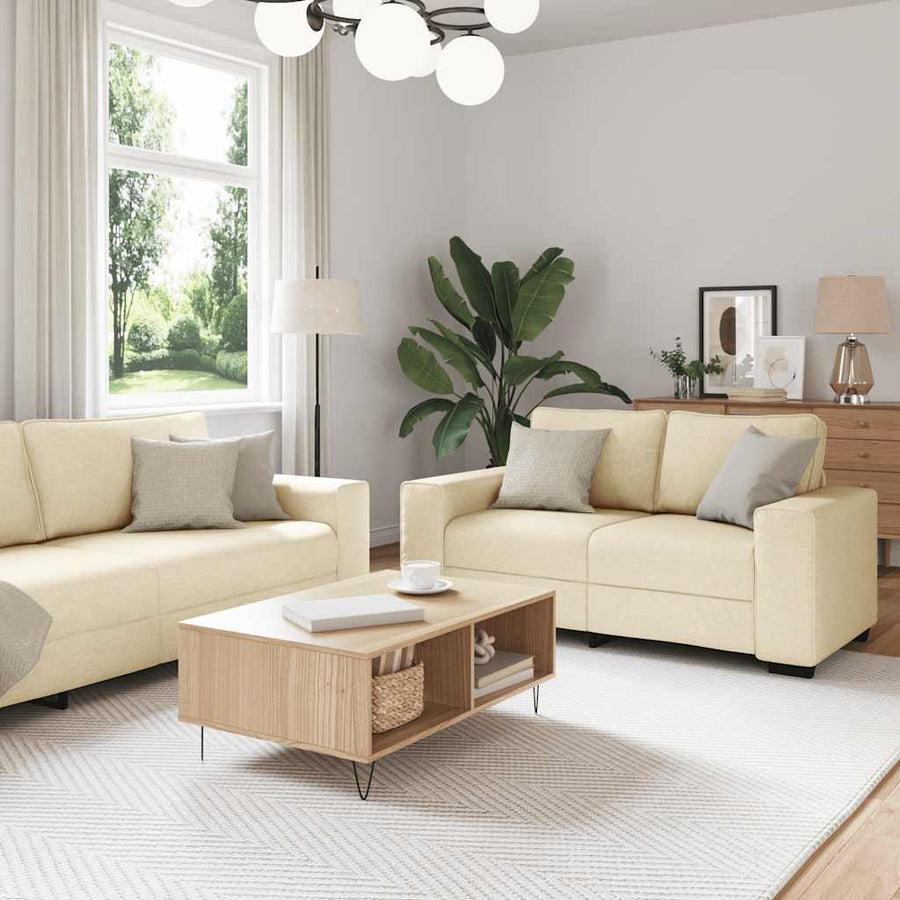 2-Delige Loungeset Met Kussens Stof Kleurig Crème