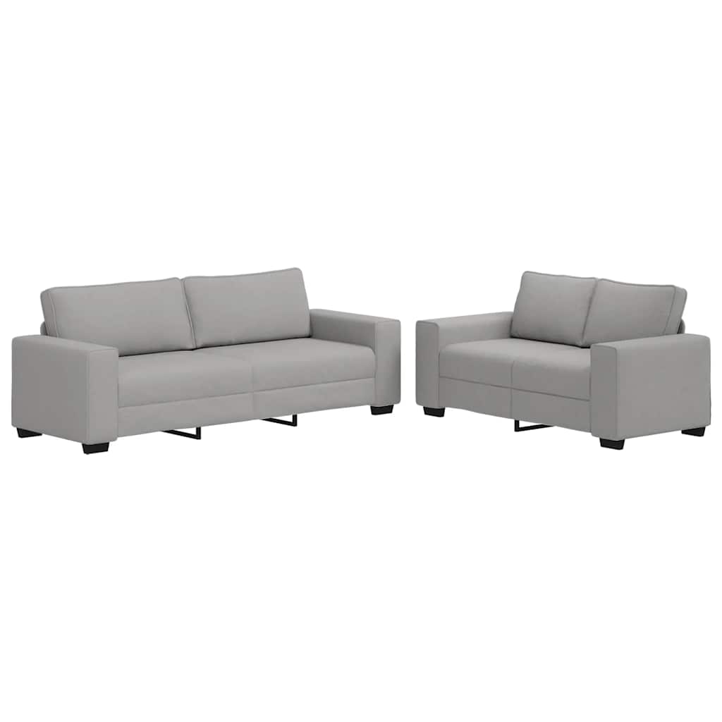 2-Delige Loungeset Met Kussens Stof Wolk Grijs Wolkengrijs
