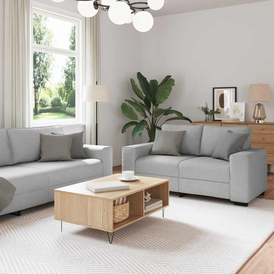 2-Delige Loungeset Met Kussens Stof Wolk Grijs Wolkengrijs