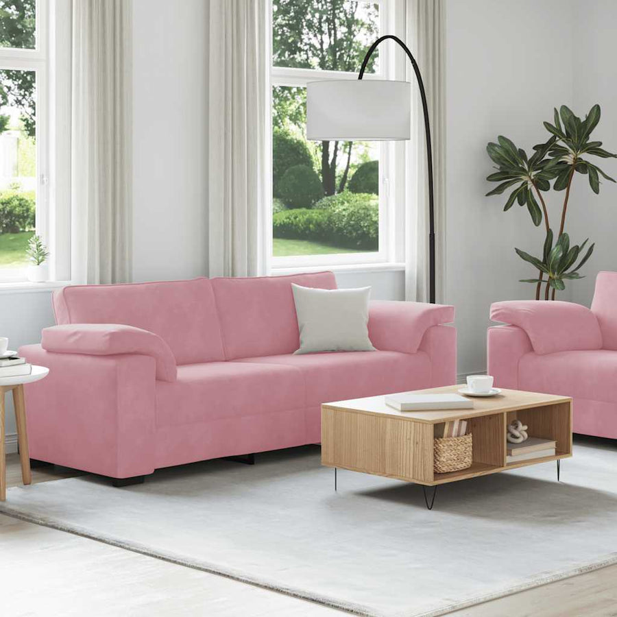 2-delige bankset met kussens roze fluweel