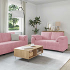 2-piece sofa set with pink velvet cushions