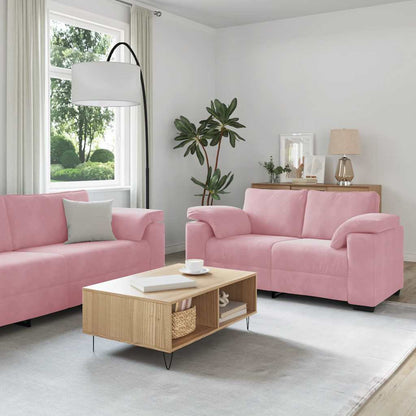 2-delige bankset met kussens roze fluweel