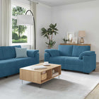 2-delige bankset met kussens, blauw fluweel