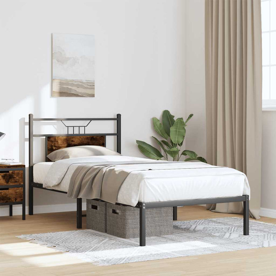 Bedframe zonder matras hout gerookt eikenkleurig 75x190 cm