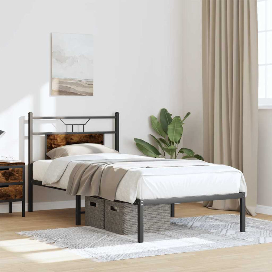 Bedframe zonder matras hout gerookt eikenkleurig 80x200 cm