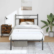 Bedframe 80x200 cm gerookt eiken hout staal
