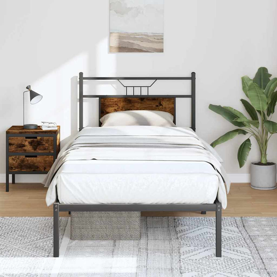 Bedframe zonder matras hout gerookt eikenkleurig 80x200 cm